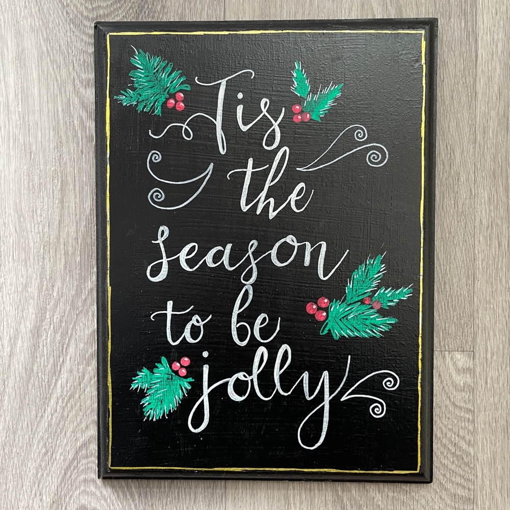 Thrifted Wooden Christmas Decor Wall Hanging Tis The Season To Be Jolly